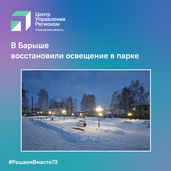 В Барыше восстановили освещение в парке. В Барыше восстановили освещение в парке.